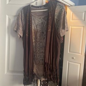 Super stylish shirt with fringe overlay